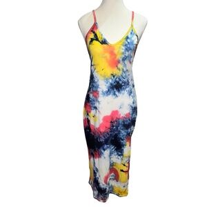 Tie dye maxi dress with slit